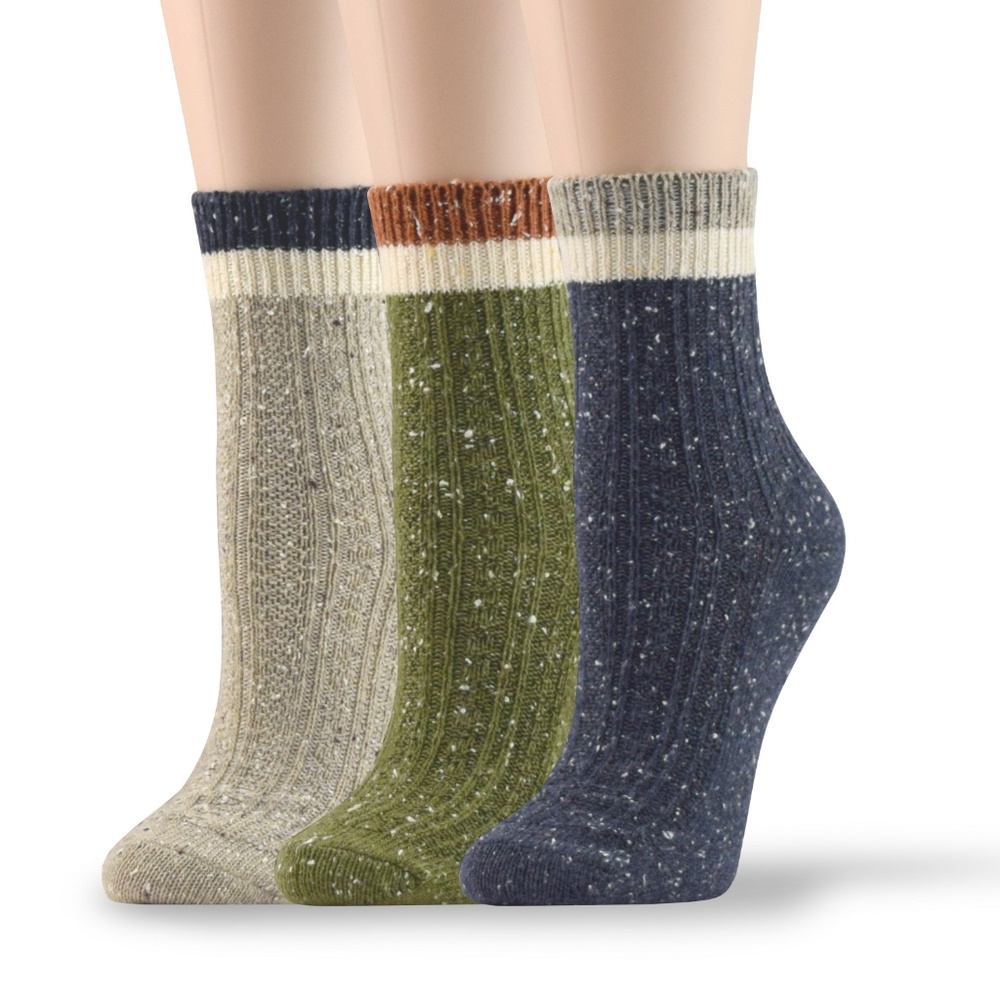 3 pairs women's winter cotton blend crew socks
